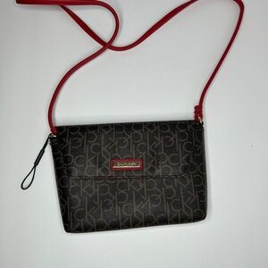 Calvin Klein Signature Brown and Red Crossbody Bag